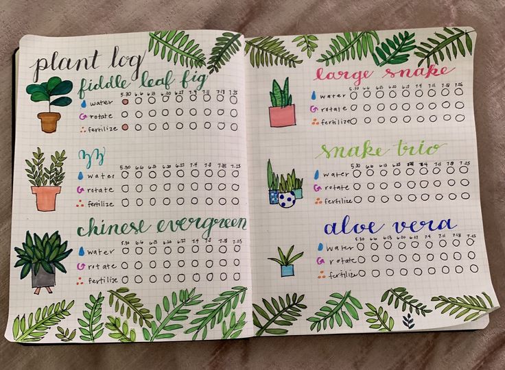 Plant Care Journal Ideas, Garden Tracker Bullet Journal, Bujo Plant Tracker, Journal Ideas Plants, Plant Journal Ideas, Gardening Bullet Journal, Plant Bullet Journal, Plant Watering Tracker, Plant Journal Template