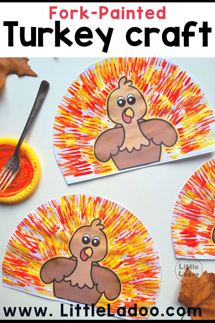 Turkey Craft with fork Painting Paint Turkey Craft, Fork Turkey Craft, Thanksgiving Sensory Table Preschool, Turkeys Preschool Crafts, Thanksgiving Food Preschool Activities, Turkey Craft With Kids Face, Thanksgiving Craft Toddler Easy, Turkey Party Ideas, Turkey Mosaic Craft