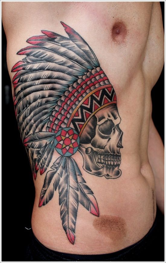 Native American Tattoo Designs | Here are some other Native American Tattoo Designs for Men and Women . Indian Headdress Tattoo, Cherokee Indian Tattoos, Cherokee Tattoos, Indian Skull Tattoos, Stammestattoo Designs, Native American Tattoo Designs, Headdress Tattoo, Rib Tattoos For Guys, Indian Tattoos