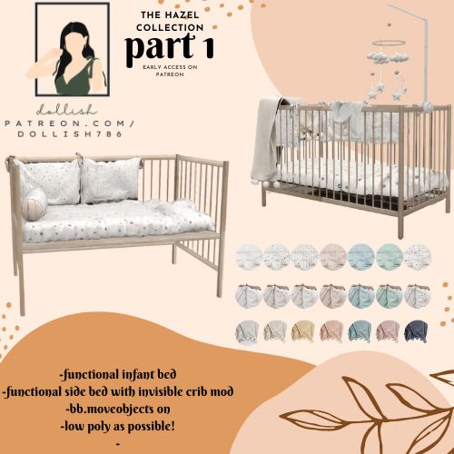 an advertisement for a baby crib and bedding set with the name, collection part i