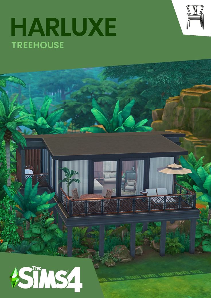 an image of a house in the middle of some trees and bushes with text that reads haruxe treehouse