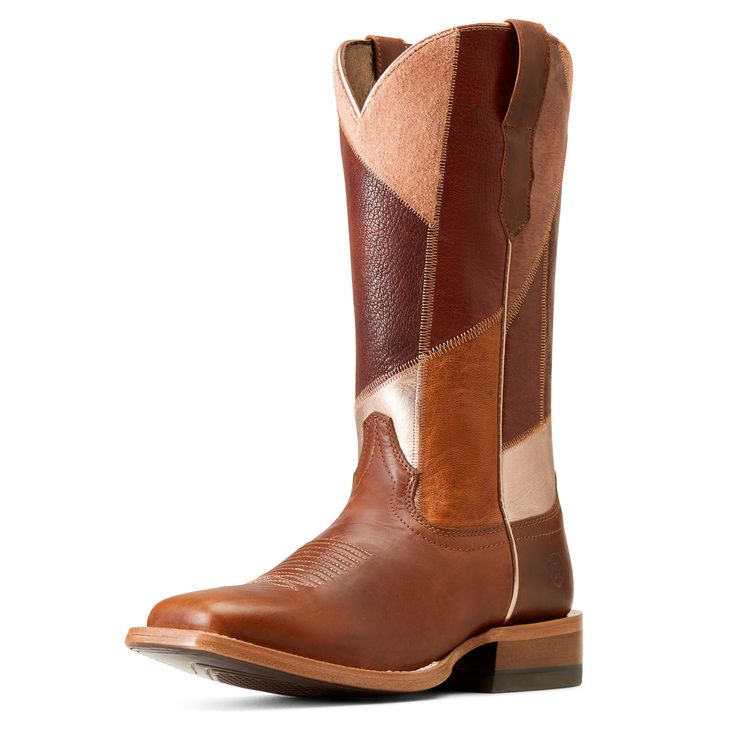 Contrasting leathers and visible stitching give this boot a retro vibe that feels just right for the moment. We also added in an extra layer of heel-to-toe cushioning to keep you going longer. | Product Features : 0 : TekStep provides toe-to-heel cushion for comfort, 1 : Contoured All Day Cushioning insole, 2 : Hand-nailed, color stained Veg Tan leather sole, 3 : Resoleable Goodyear welt construction, 4 : Popular wide square toe profile | Women's Frontier Patchwork Western Boots in Dapper Tan Le Visible Stitching, Female Profile, Veg Tan Leather, Leather Cowboy Boots, Western Boot, Goodyear Welt, Retro Vibe, Cowgirl Boots, Western Boots