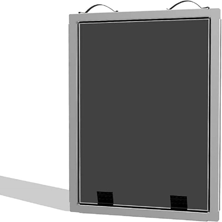 an image of a black and white wall mounted display case with two lights on each side