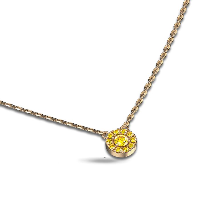 Design: The Halo Collection showcases a meticulous halo of pavé-set diamonds, gracefully enveloping and enhancing the central uniqueness. This necklace is adorned with 3mm center diamonds surrounded by 1mm diamonds in gold vermeil. Pair it with other Halo Collection for a complete look. | Gold Color: 18K Gold Vermeil (Not to be confused with regular gold plating, our vermeil is a thick layer of 18k solid gold on sterling silver meaning it will last longer. You get the look & feel of gold jewelry Formal Yellow Sapphire Round Jewelry, Formal Yellow Sapphire Jewelry, Luxury Diamond White Halo Necklace, Yellow Gold Sterling Silver Diamond Necklace With Halo Setting, Luxury Yellow Sapphire Round Jewelry, Yellow Halo Jewelry For Gifts, Luxury Cubic Zirconia Halo Diamond Necklace, Luxury Cubic Zirconia Necklace With Halo Design, Gold Cubic Zirconia Diamond Necklace With Halo Detail