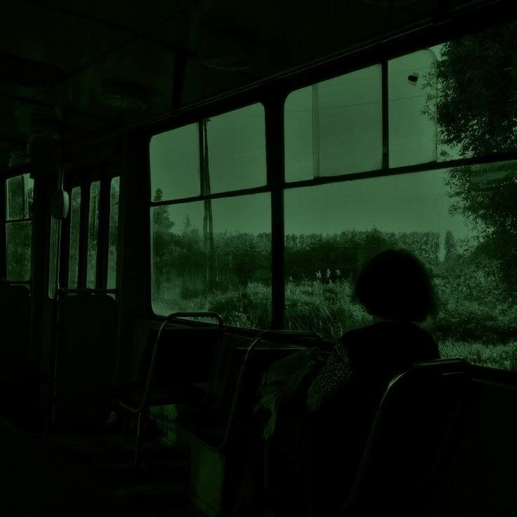 a person sitting on a bus looking out the window