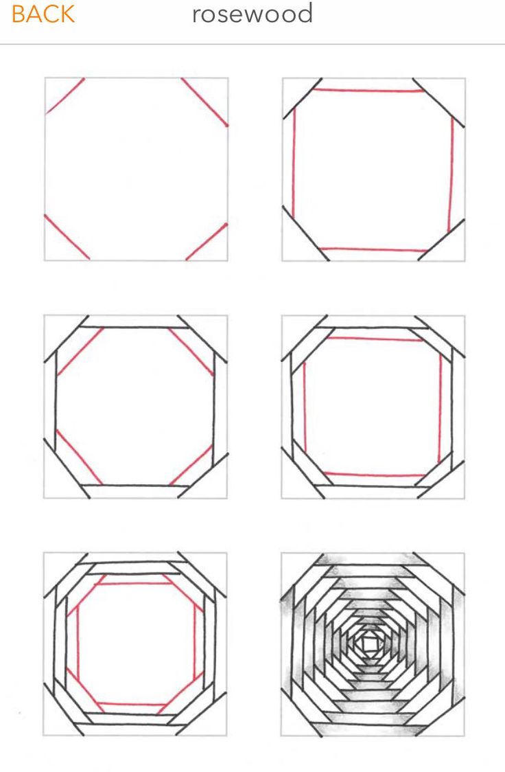 the steps to draw an octagon in perspective with different shapes and lines on it