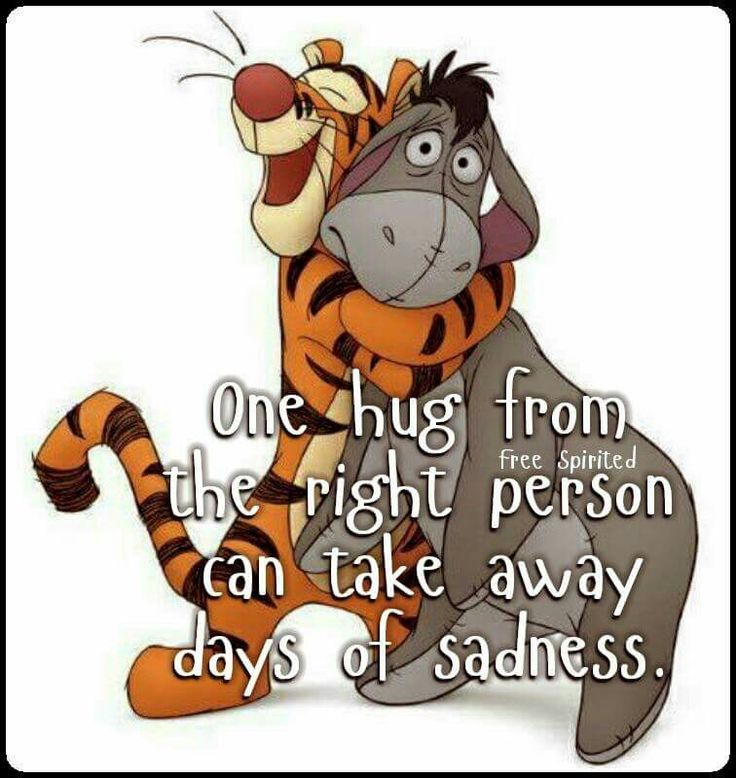 winnie the pooh and tigger hugging each other with text that reads, one hug from