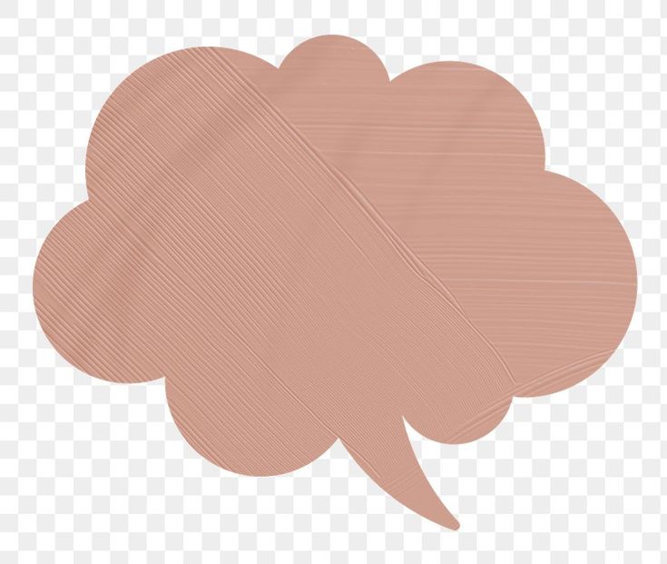 a pink speech bubble on a white background, with lines in the shape of a cloud