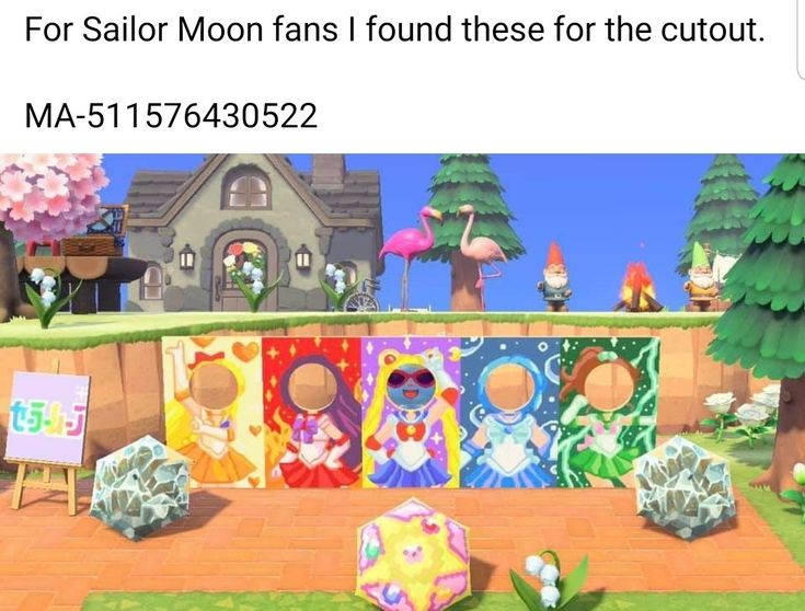 an animal crossing game with the caption for sailor moon fans i found these for the cutout