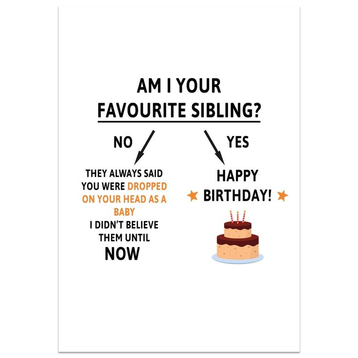 a birthday card that says, am your favorite sibling? yes