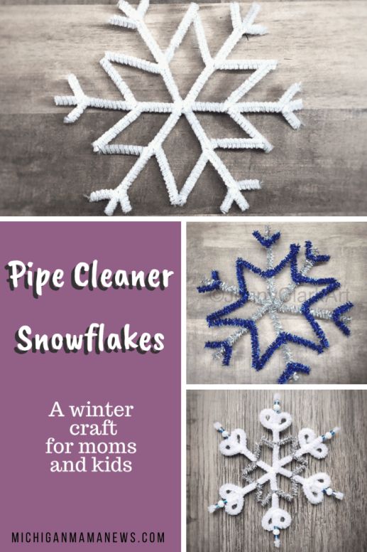 pipe cleaner snowflakes with text overlay