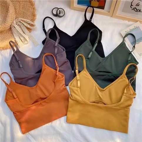 Material+-+Polyester+&+Cotton+* Colour+-+Black+|+Khaki+|+White+|+Blue+|+Green+|+Pink+|+Yellow+|+Gray+|+Caramel+|+Dark+Green Size+-+Free+Size FREE+SHIPPING+ON+WORLDWIDE! Padded Camisole, Tank Crop Top, Female Girl, Womens Basic, Cute Casual Outfits, Cropped Tank Top, Cute Tops, Bra Tops, Short Tops