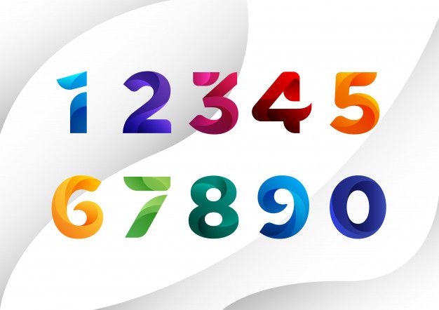 the numbers are multicolored and have different shapes