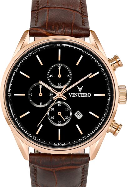 Men's Chronograph - Rose Gold Watch – Vincero Watches Vincero Watches, Nice Watches, Silver Pocket Watch, Swiss Army Watches, Mens Chronograph, Leather Watch Band, Expensive Watches, Casual Watches, Leather Watch Bands