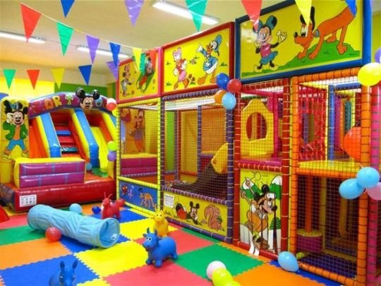 children's indoor play area with mickey mouse theme