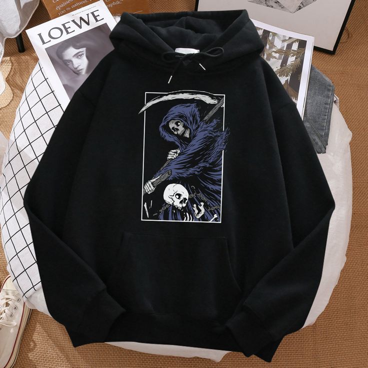 Unisex Hoodie With Grim Reaper Custom Design - Cotton Blend Material That is Thick But also Breathable, Making It perfect for All Occasions - quality print designs - Available in Multiple different colours - Free Worldwide Shipping & Returns CONSUMER DISCREPANCY US & European orders will typically take between 5 and 14 days to Arrive. However, there can be delays due to international customs of which our store is not in control of (please see delivery policy before purchasing). I would like to p Hooded Halloween Graphic Print Outerwear, Black Fleece Halloween Hoodie, Black Fleece Hoodie For Halloween, Graphic Print Hoodie Sweatshirt For Outdoor, Outdoor Hooded Hoodie With Graphic Print, Outdoor Hoodie With Graphic Print, Black Screen Print Hoodie, Black Hoodie With Letter Print For Outdoor, Graphic Print Fleece Hoodie With Long Sleeves