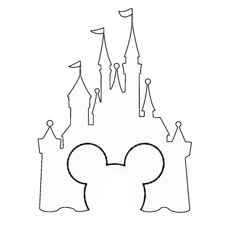 mickey mouse's castle is outlined in black and white