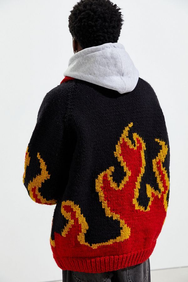 Crochet Fire Sweater, Flame Crochet Sweater, Fire Crochet Sweater, On Fire Sweater, Flame Jacket, Fire Sweater, Crochet Fire, Flame Sweater, Flame Sweatshirt