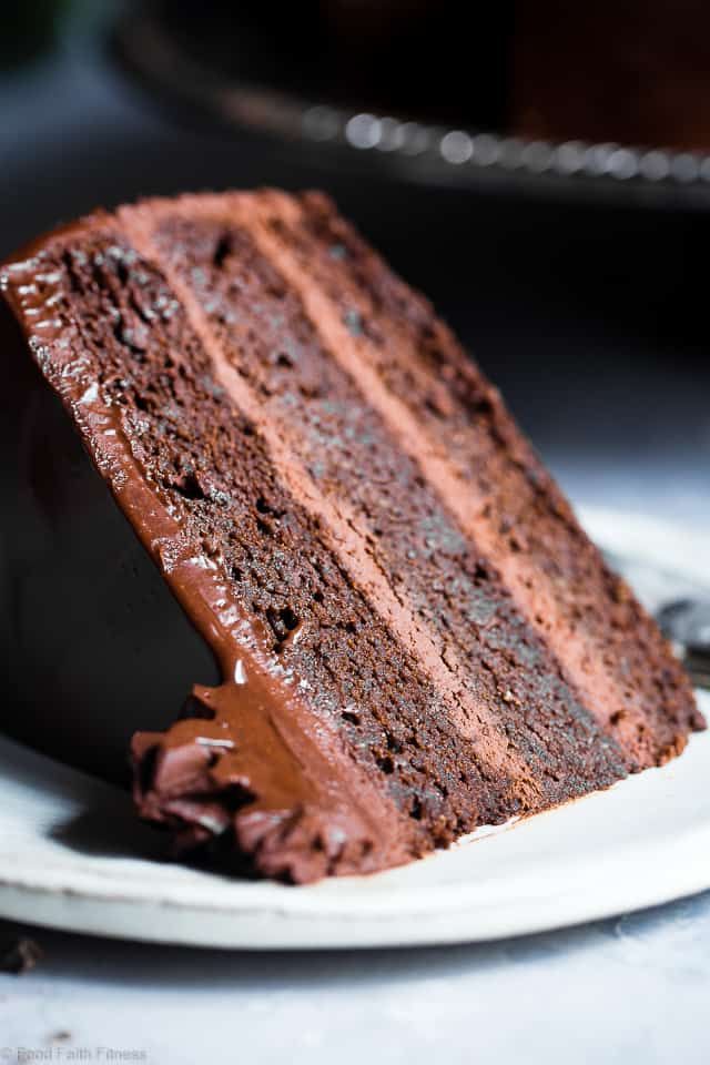 a slice of chocolate cake on a plate