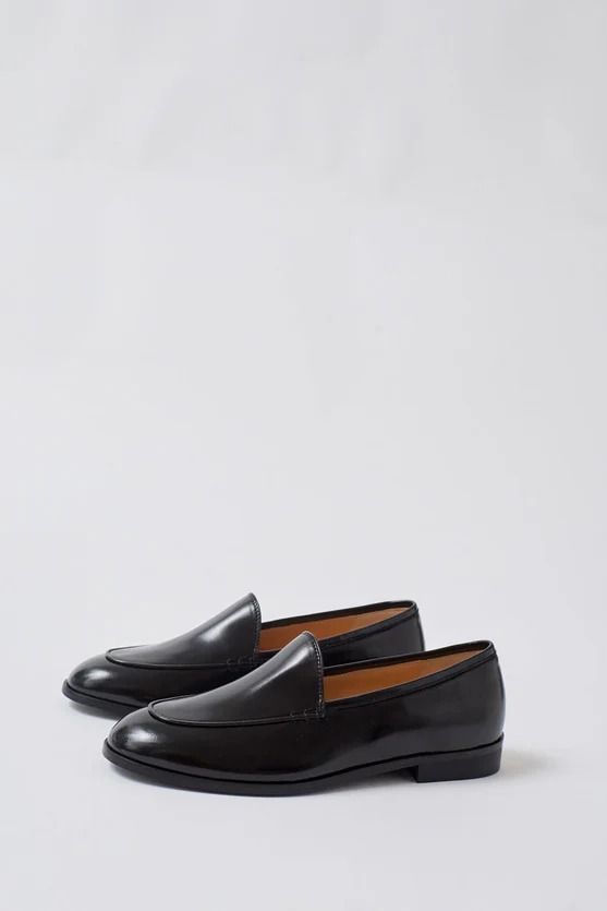 No.6 Emma Loafer in Black – No.6 Store Timeless Almond Toe Slip-ons For Work, Brogue Detail Slip-on Loafers For Work, Workwear Slip-ons With Leather Lining And Almond Toe, Workwear Tassel Loafers With Rubber Sole, Timeless Workwear Slip-ons With Plain Toe, Black Goodyear Welted Slip-ons For Work, Sleek Workwear Loafers With Round Toe, Classic Slip-on Platform Loafers With Leather Sole, Sleek Slip-on Loafers With Leather Sole