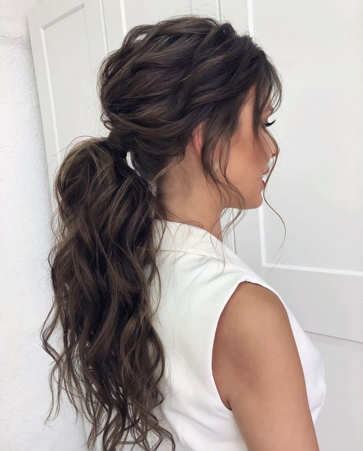 Prom Hairstyles Medium, Wedding Ponytail Hairstyles, Wedding Ponytail, Low Ponytail Hairstyles, Elegant Ponytail, Hoco Hair Ideas Curls, Easy Hairdos, Simple Prom Hair, Short Homecoming Hair