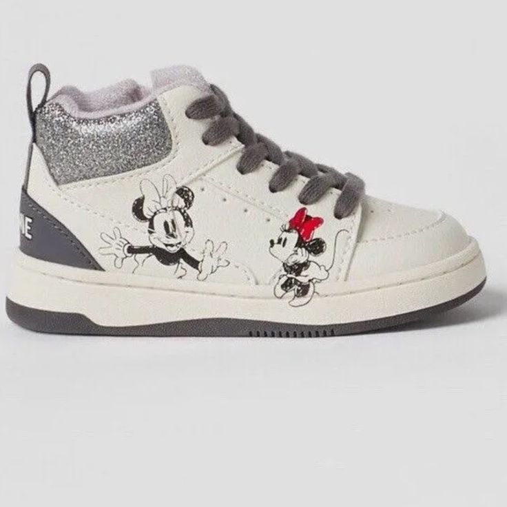 Brand New Beautiful Minnie Mouse High Top Sneakers. You Can Dress Then Up Or Down. Perfect For Spring And Summer #Disney Sporty Mickey Mouse Sneakers With Round Toe, White Low-top Mickey Mouse Sneakers, Cute Minnie Mouse Sneakers With Round Toe, Disney Mickey Mouse Low-top Sneakers, Disney White Low-top Sneakers, White Disney Sneakers In Synthetic Material, White Sporty Mickey Mouse Sneakers, Sporty White Mickey Mouse Sneakers, Cute Minnie Mouse Low-top Sneakers