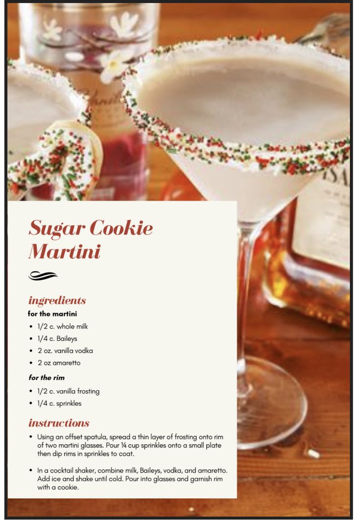 the recipe for sugar cookie martini is shown