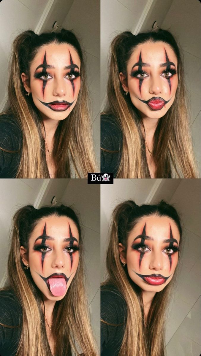 Creepy Clown Makeup, Halloween Makeup For Kids, Halloween Makeup Clown, Halloweenský Makeup, Holloween Makeup, Creepy Halloween Makeup, Cute Halloween Makeup, Halloween Makeup Pretty, Pretty Halloween Costumes