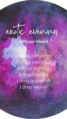 Essential Oil Blends With Patchouli, Vanilla Patchouli Essential Oil Blend, Evening Essential Oil Diffuser Blends, Essential Oil Aphrodisiac Blend, Aphrodisiac Diffuser Blends, Essential Oil Blends For Seduction, Vetiver Essential Oil Blends, Jasmine Diffuser Blend, Aphrodisiac Essential Oils Blend