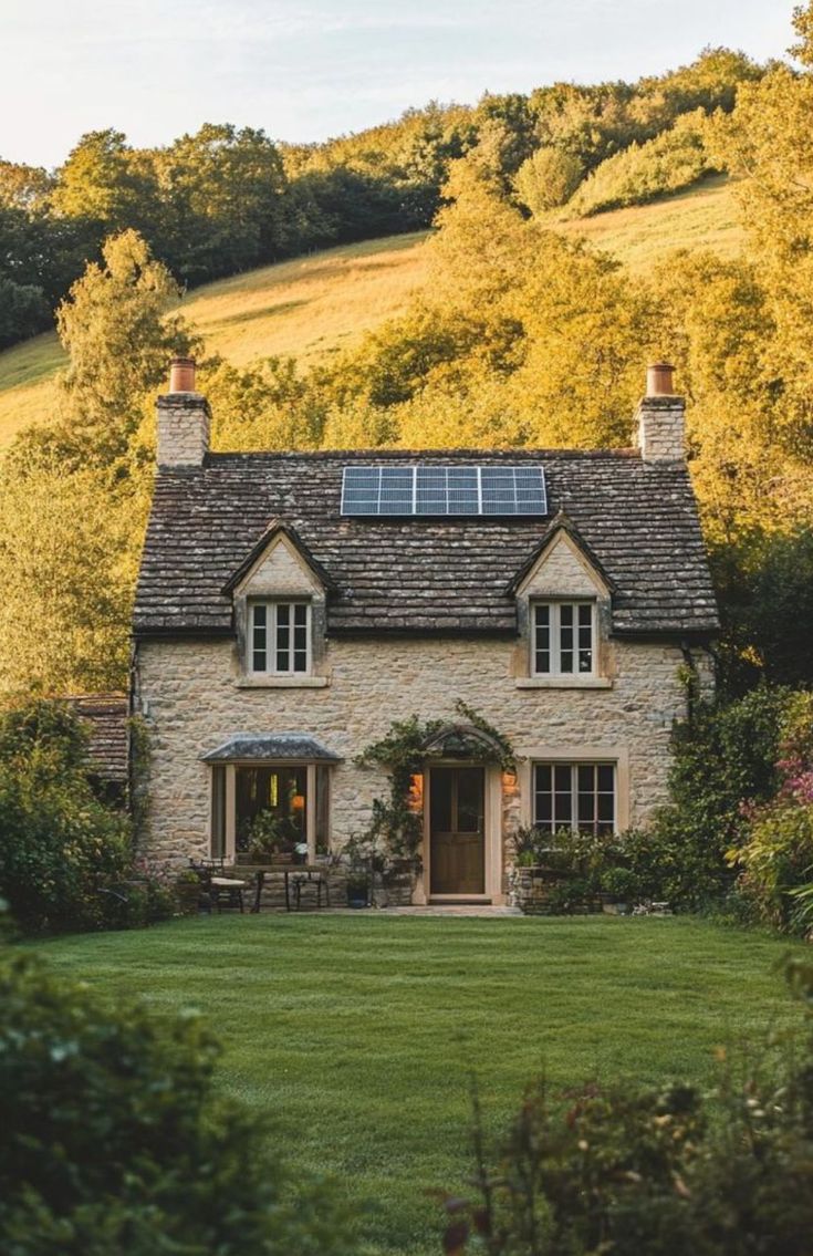 a house with a solar panel on the roof