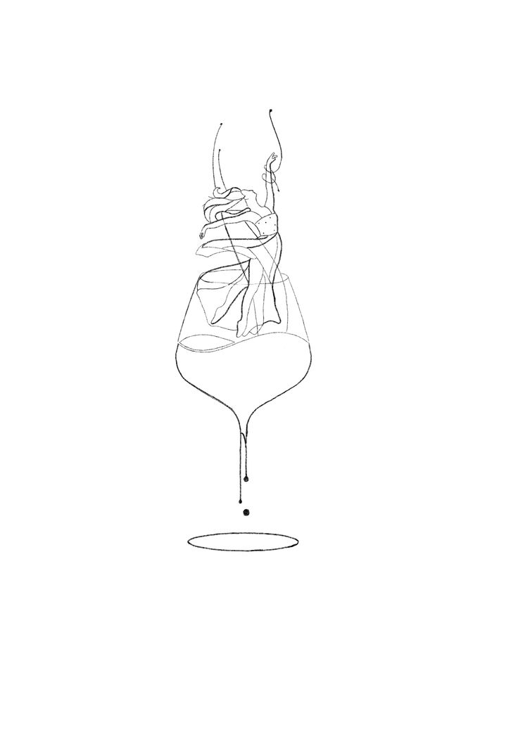 a black and white drawing of a vase filled with liquid on top of a table