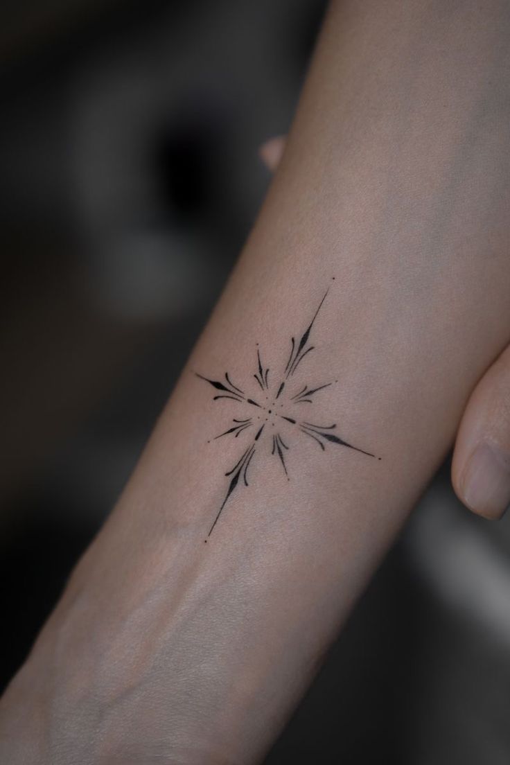 a person's arm with a small tattoo on it