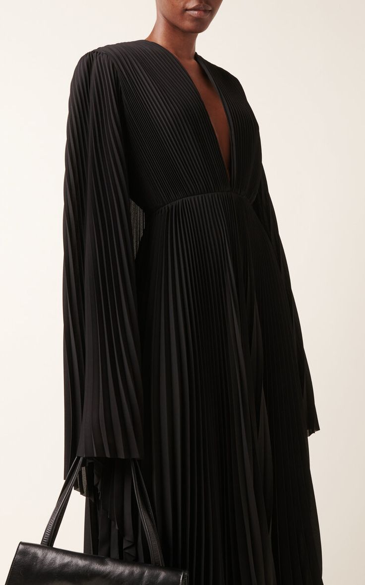 Pleated Tech-Crepe Dress By Balenciaga | Moda Operandi Balenciaga Black Dress, Crush Fabric, Balenciaga Dress, Cristobal Balenciaga, Demna Gvasalia, Black Balenciaga, Balenciaga Women, Urban Aesthetic, Balenciaga Black