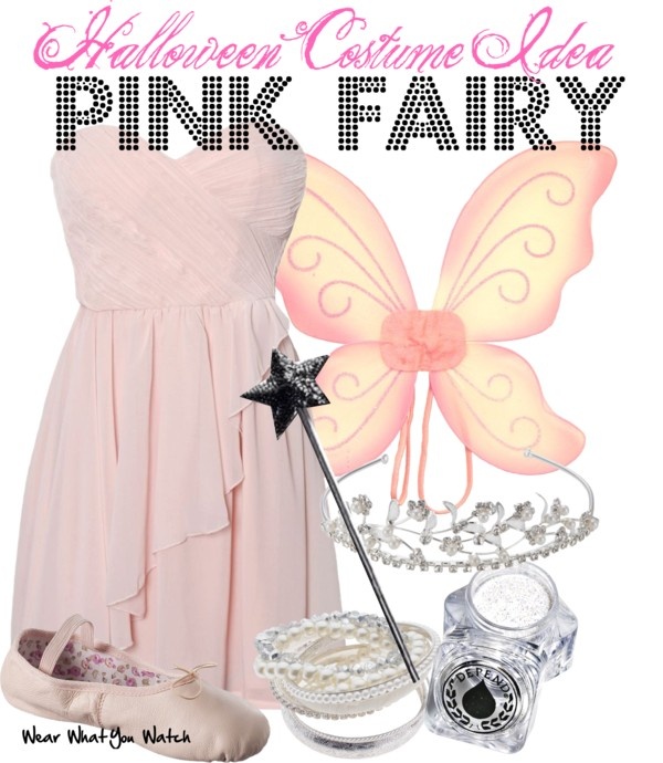 a woman in pink dress and shoes with butterfly wings on her head, holding a wand