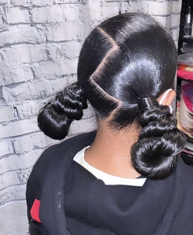 Two Slick Back Buns Weave, Two Low Braided Buns, 2 Sleek Buns With Weave, Two Low Buns With Weave, Low 2 Buns Hairstyles, 2 Back Buns, 2 Curly Buns With Weave, Two Low Knot Buns, Slick Back 2 Buns