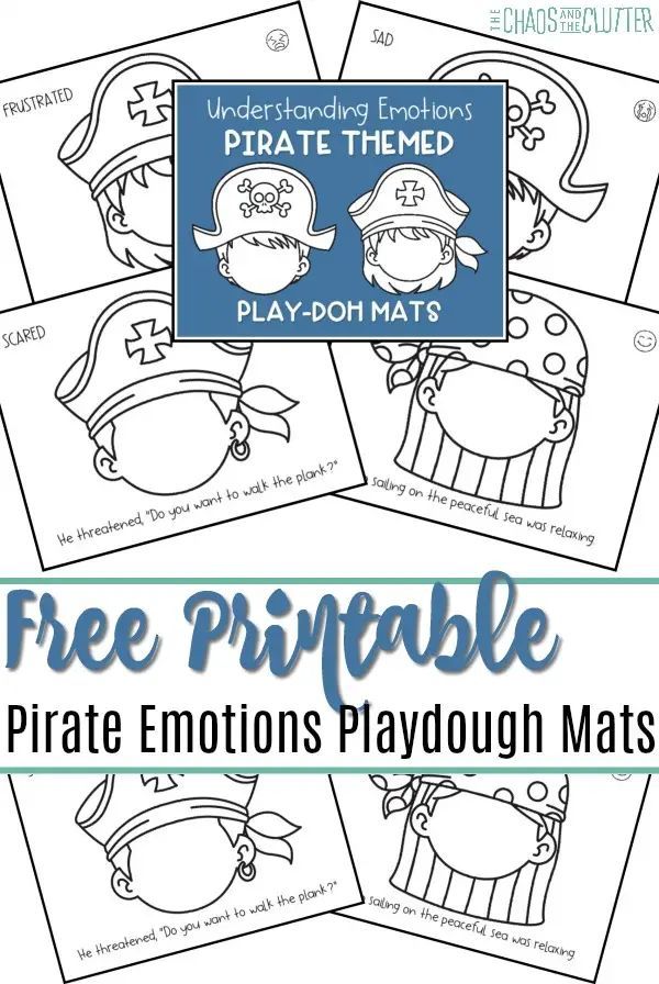 printable pirate themed playdou mats with the text, free printable pirate emotions playdou mats