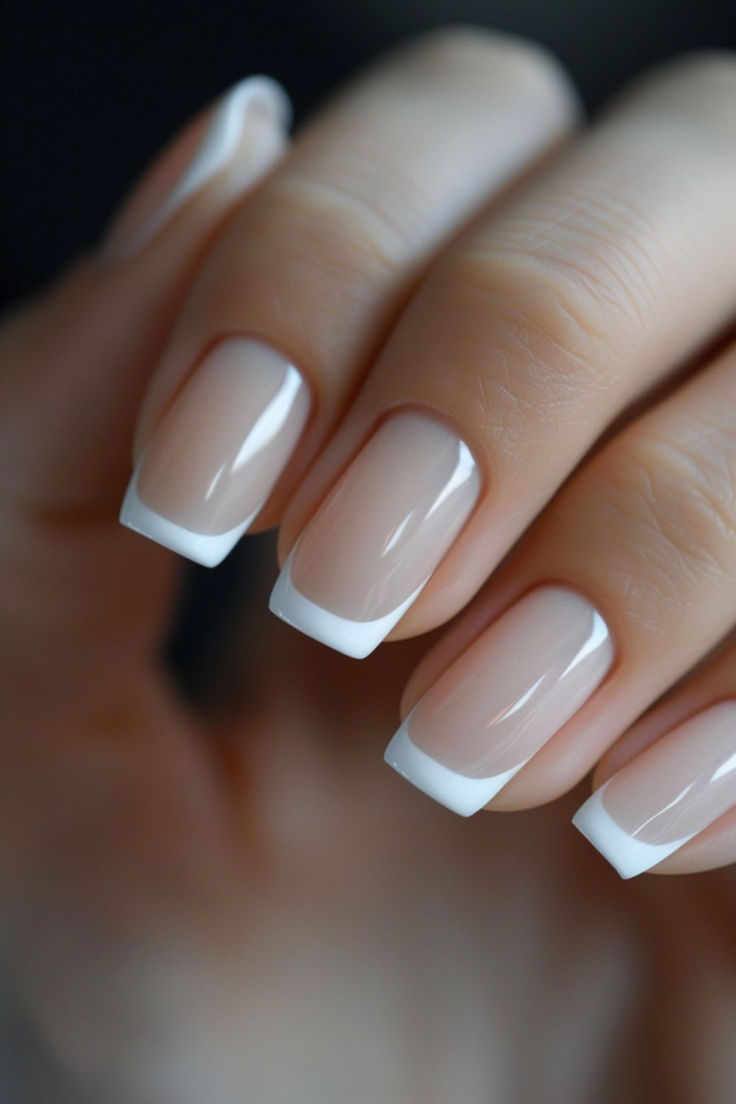 French Manicure: Nail Designs For The Office White Classic Nails, White Nails With French Tip, Work Nails Professional Gel, Work Nails Professional Design, Clean Look Nails, French Nude Nails, White Nails French, Professional Nails For Work Business, Nude French Manicure