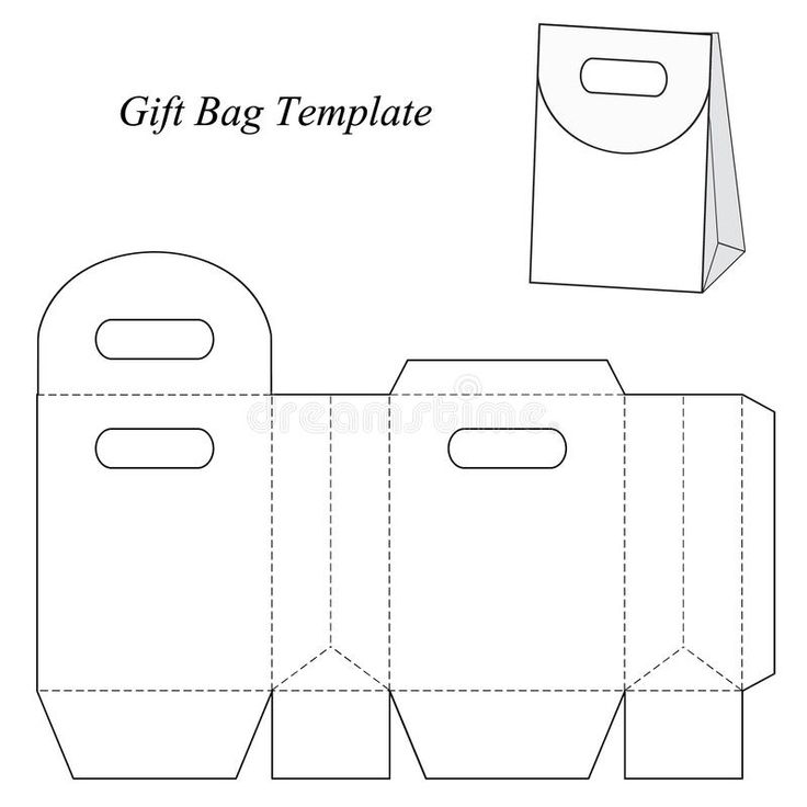 an open gift bag template with cut out the front and back side royalty illustration stock illustration