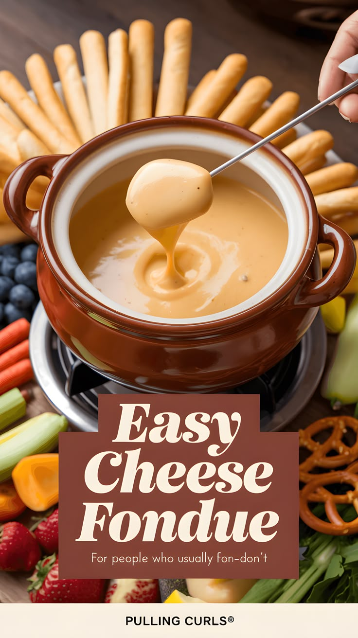 the cover of an easy cheese fondue recipe