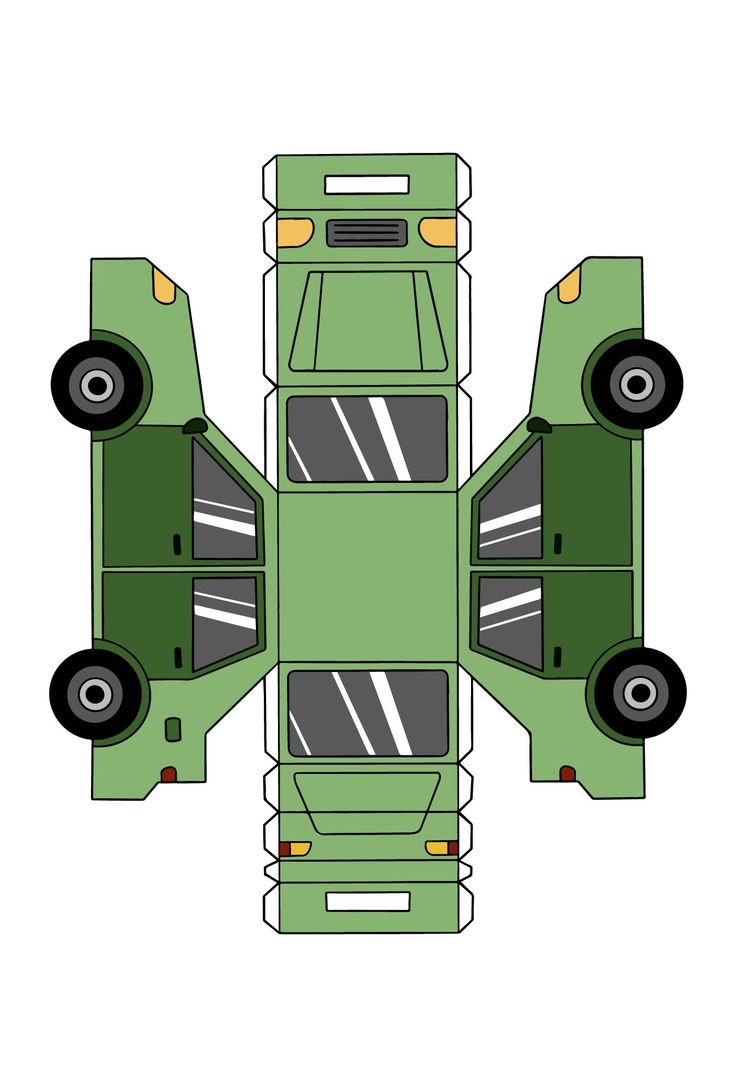 the top view of an army green vehicle