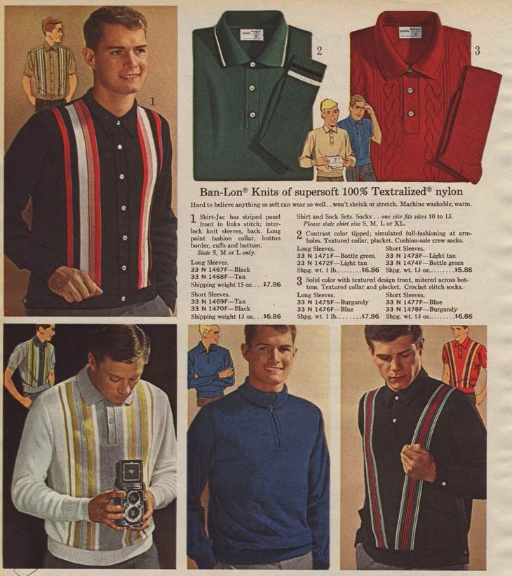 Men's Shirts from a 1964 catalog. 60s Fashion Mens, 1960s Mens Fashion, 1960s Fashion Mens, 1960s Clothes, 60s Fashion Trends, 60s Men, Ghost Train, Vintage Catalog, Vintage Menswear