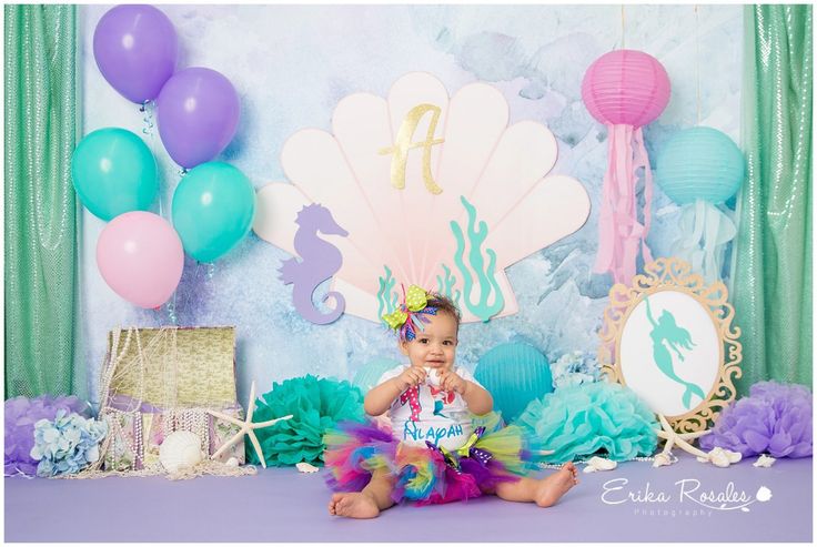 Cake Smash Little Mermaid theme- Baby Photographer The Bronx Studio | Erika Rosales New York Photo Studio | Family Portrait Studio in Bronx NY Sea Smash Cake, Under The Sea Smash Cake, Family Portrait Studio, Cake Smash Theme, Mermaid Birthday Party Decorations, Mermaid Theme Birthday Party, Smash Cake Girl, Mermaid Theme Party, Mermaid Theme Birthday