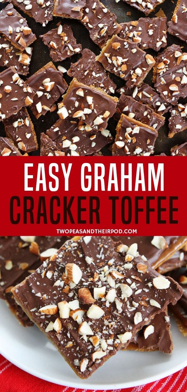 easy graham cracker toffes on a white plate