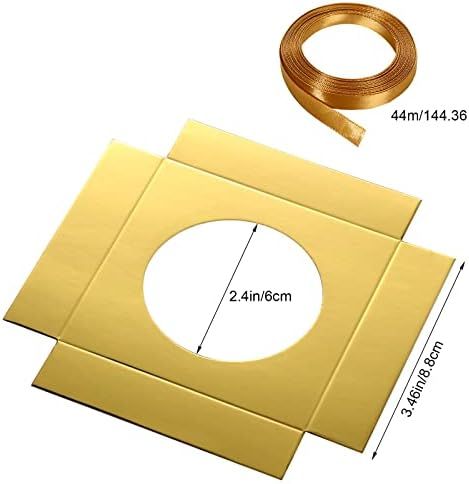 two pieces of gold foil with measurements for each piece and the other side is shown