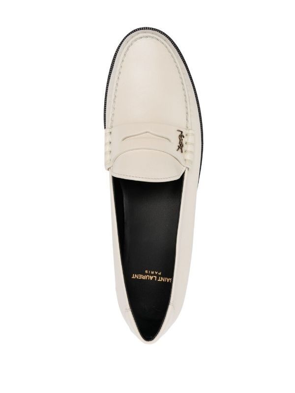 Shop Saint Laurent Le Loafer Monogram flat loafers with Express Delivery - Farfetch Flat Loafers, Loafers Shoes, Loafer Shoes, Loafers Men, White Leather, Loafer Flats, Dress Shoes Men, Oxford Shoes, Saint Laurent