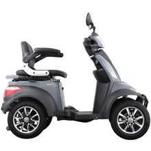 an electric scooter is shown on a white background with the wheels facing forward