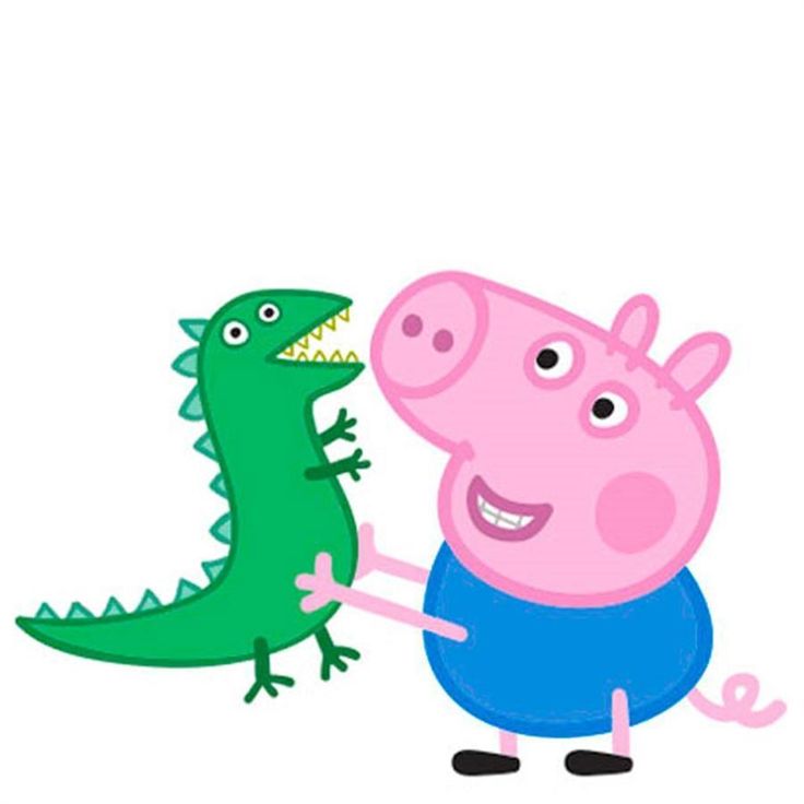 peppa pig and crocodile are standing next to each other