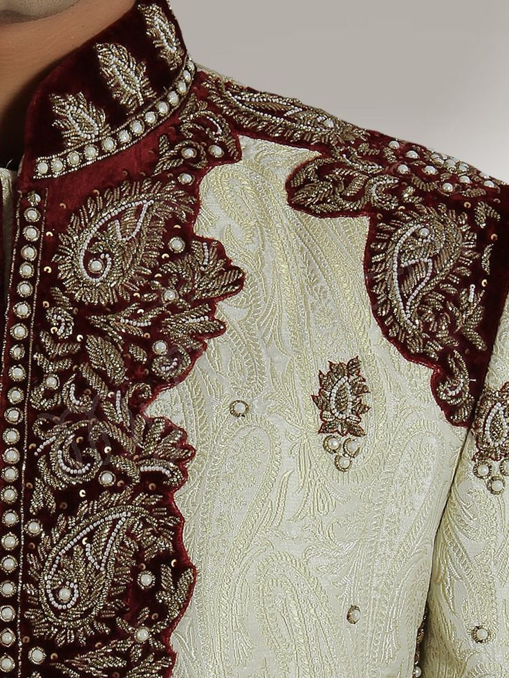 Amer Groom Designer Sherwani - Sherwani - Men's Indian Garments, Sherwani Design, Mens Fashion Cardigan, Kaftan For Men, Sherwani For Men Wedding, Indian Groom Wear, Royal Indian, Mens Leather Coats, Sherwani For Men