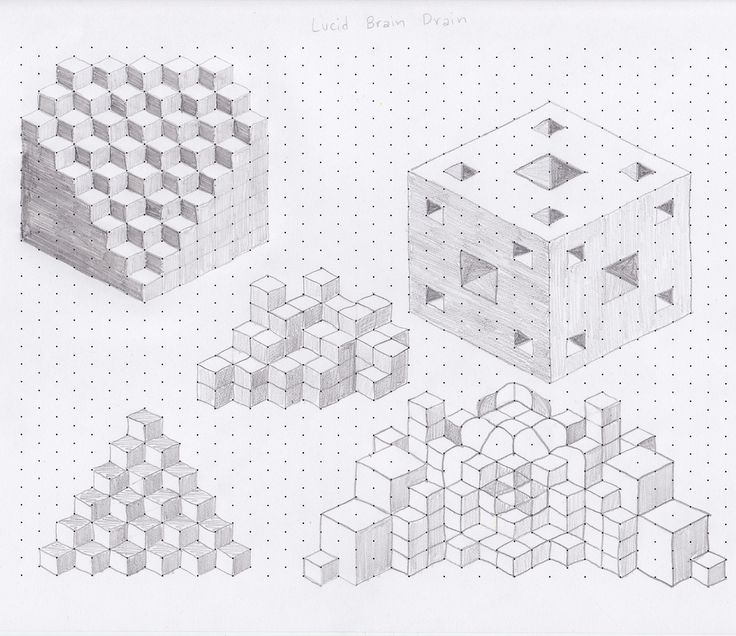 several different shapes and sizes of cubes are shown in this graphic style, with dots on the background