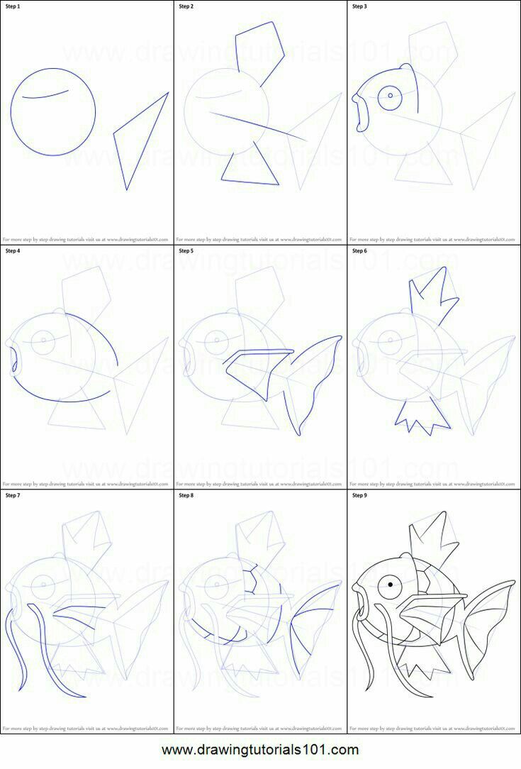 how to draw cartoon fish step by step instructions for kids and beginners with pictures